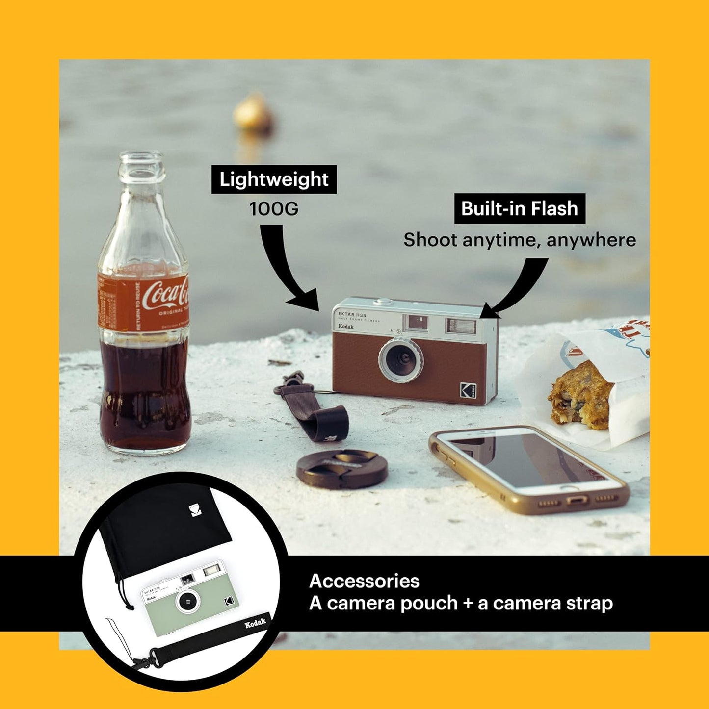 Kodak Ektar H35 Yarım Formatlı Tekrar Kullanılabilir Film Kamerası, 35 mm(Film ve AAA Pil Dahil Değildir)