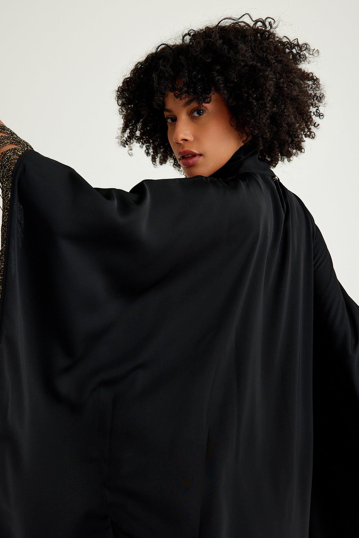 Black golden fringed kaftan dress - sonafey