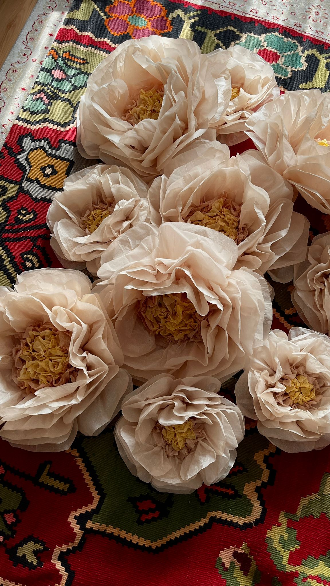 Beige Hand-Dyed Giant Tissue Paper Flower Backdrop Decoration - sonafey