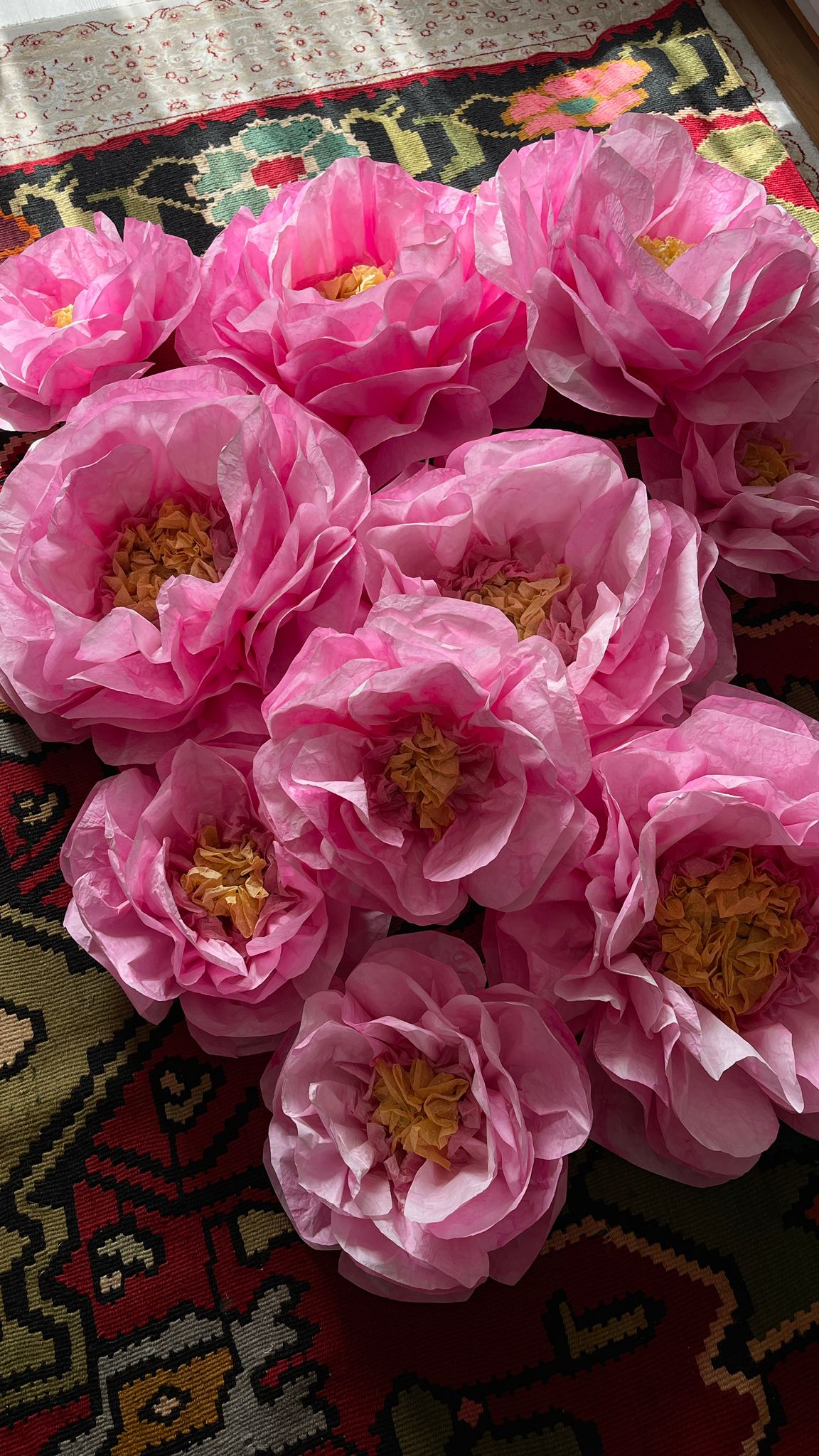 Pink Hand-Dyed Giant Tissue Paper Flower Backdrop Decoration - sonafey