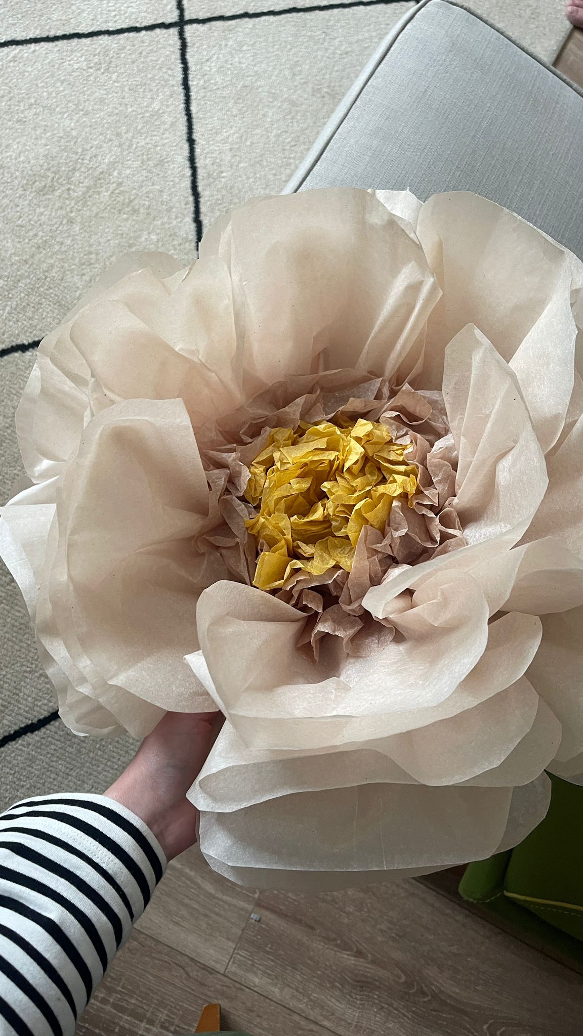 Beige Hand-Dyed Giant Tissue Paper Flower Backdrop Decoration - sonafey