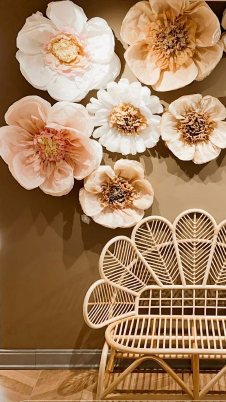 Beige Hand-Dyed Giant Tissue Paper Flower Backdrop Decoration - sonafey