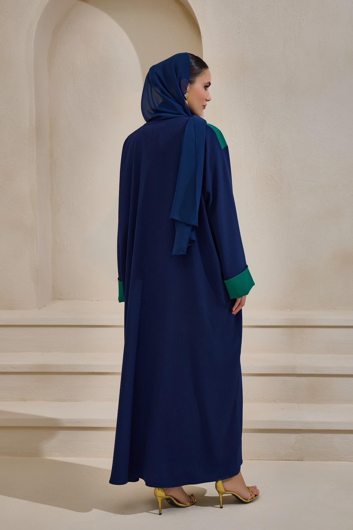 Casual Two Colour Navy - Green Abaya - sonafey
