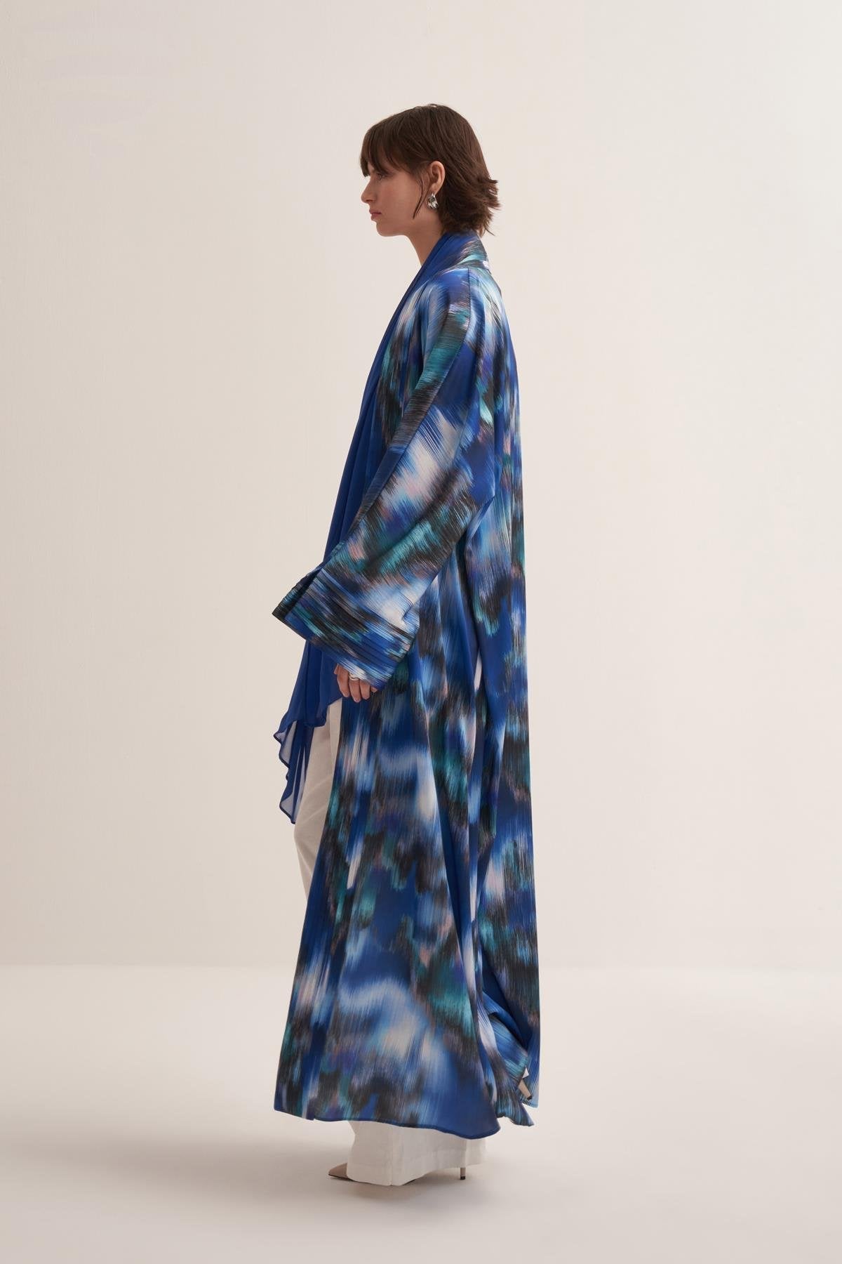 Abstract Patterned Cobalt Blue Abaya and Scarf Set - sonafey