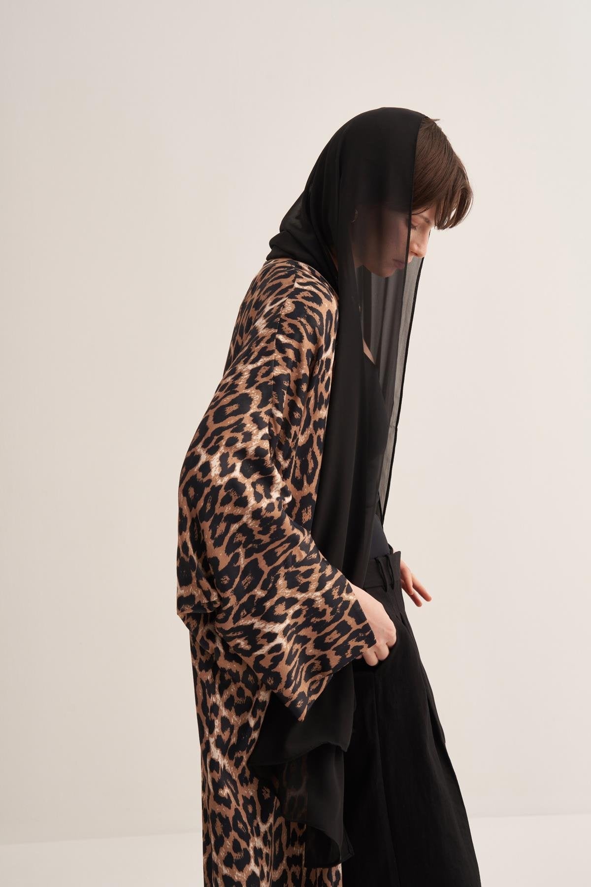 Leopard Patterned Viscose Abaya - sonafey