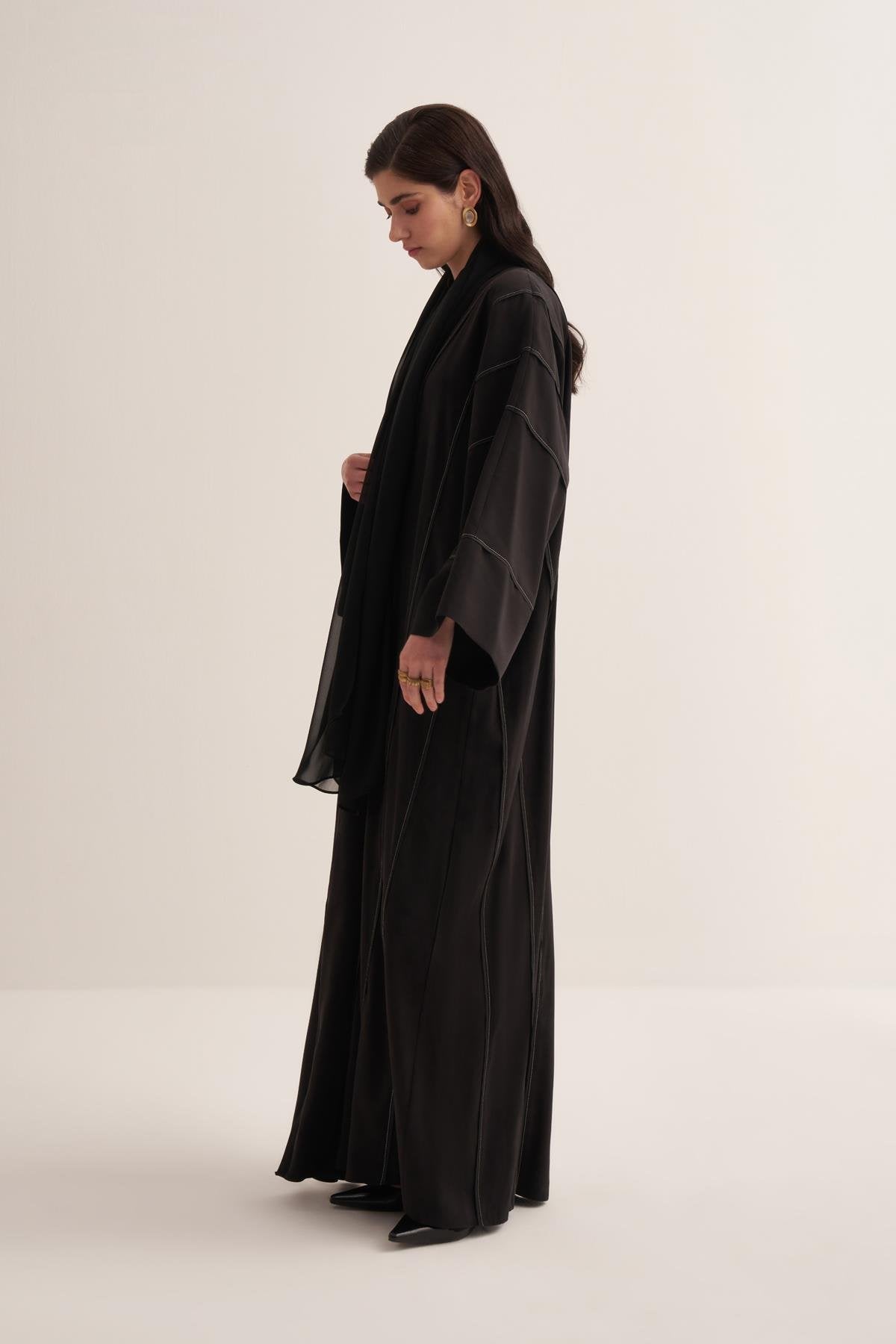 Black Casual Abaya in Natural Viscose Fabric - sonafey