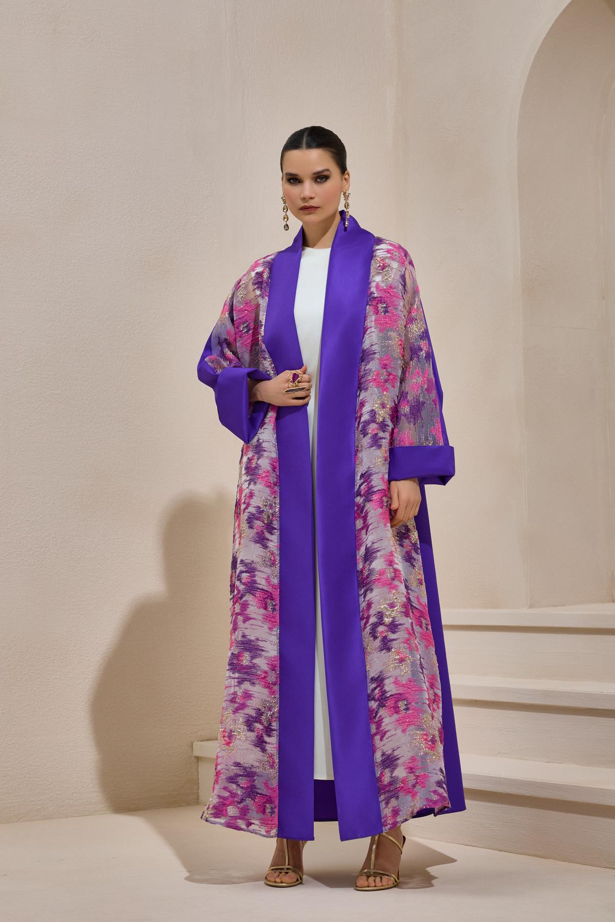 Purple Taffeta Abaya with Luxurious Shine - sonafey