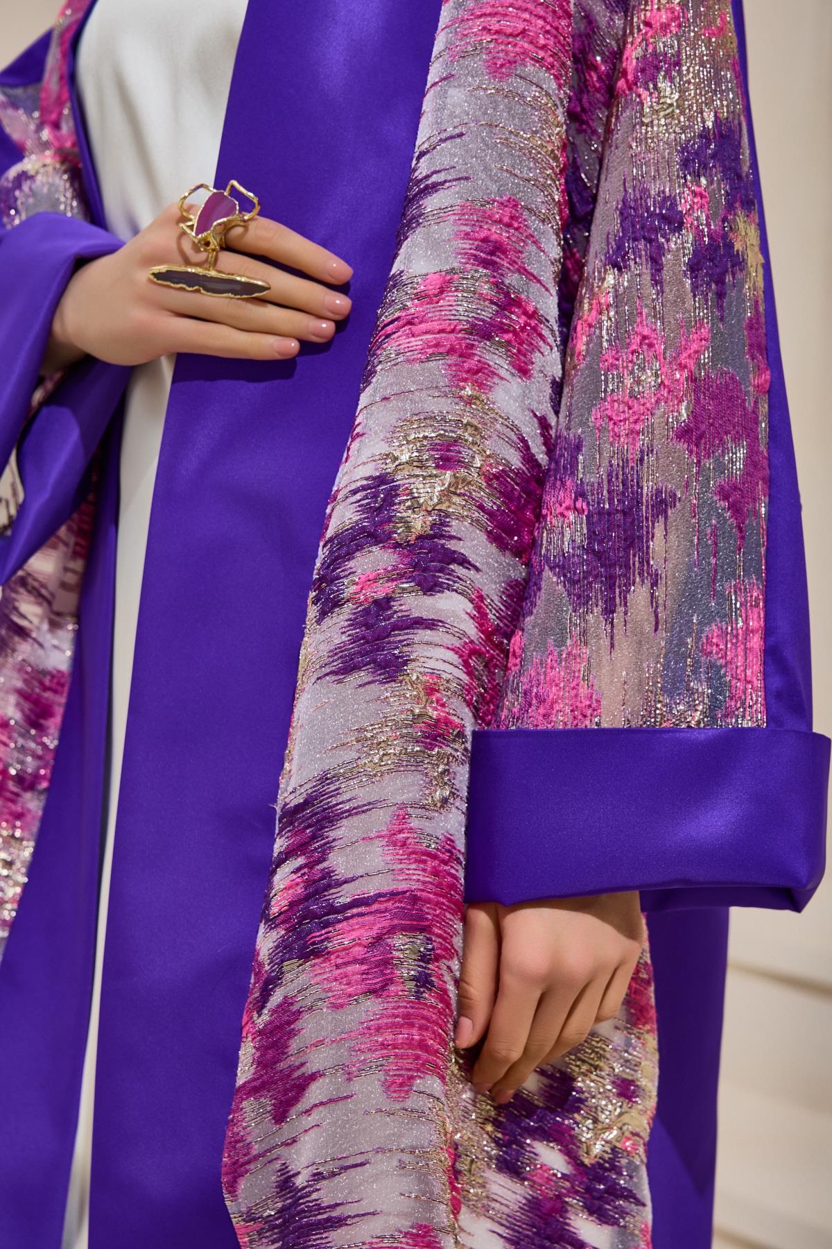 Purple Taffeta Abaya with Luxurious Shine - sonafey