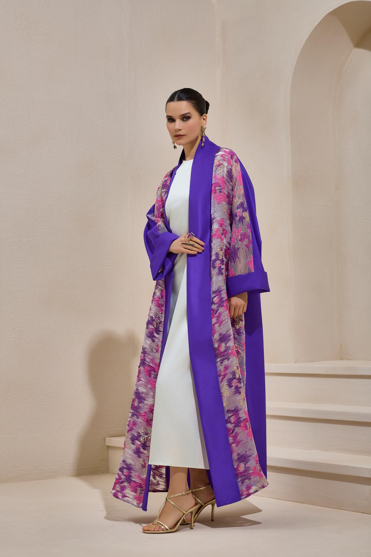 Purple Taffeta Abaya with Luxurious Shine - sonafey