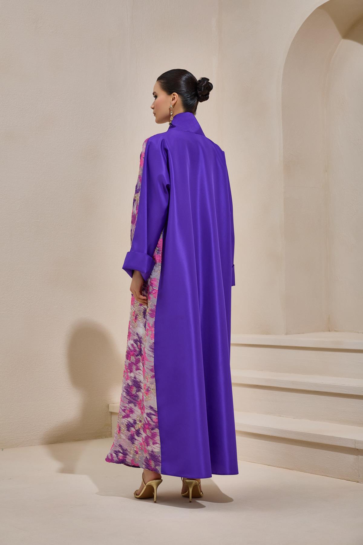 Purple Taffeta Abaya with Luxurious Shine - sonafey