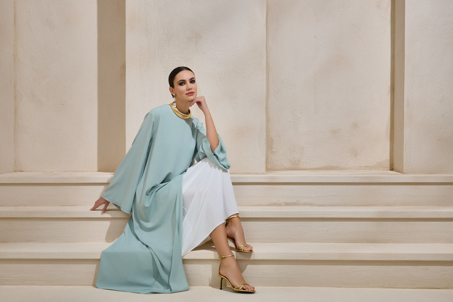 Two Piece Asymmetric Mint Green Dress - sonafey