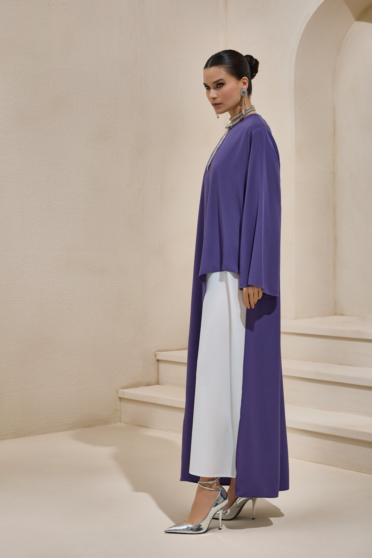 Two Piece Asymmetric Purple Dress - sonafey