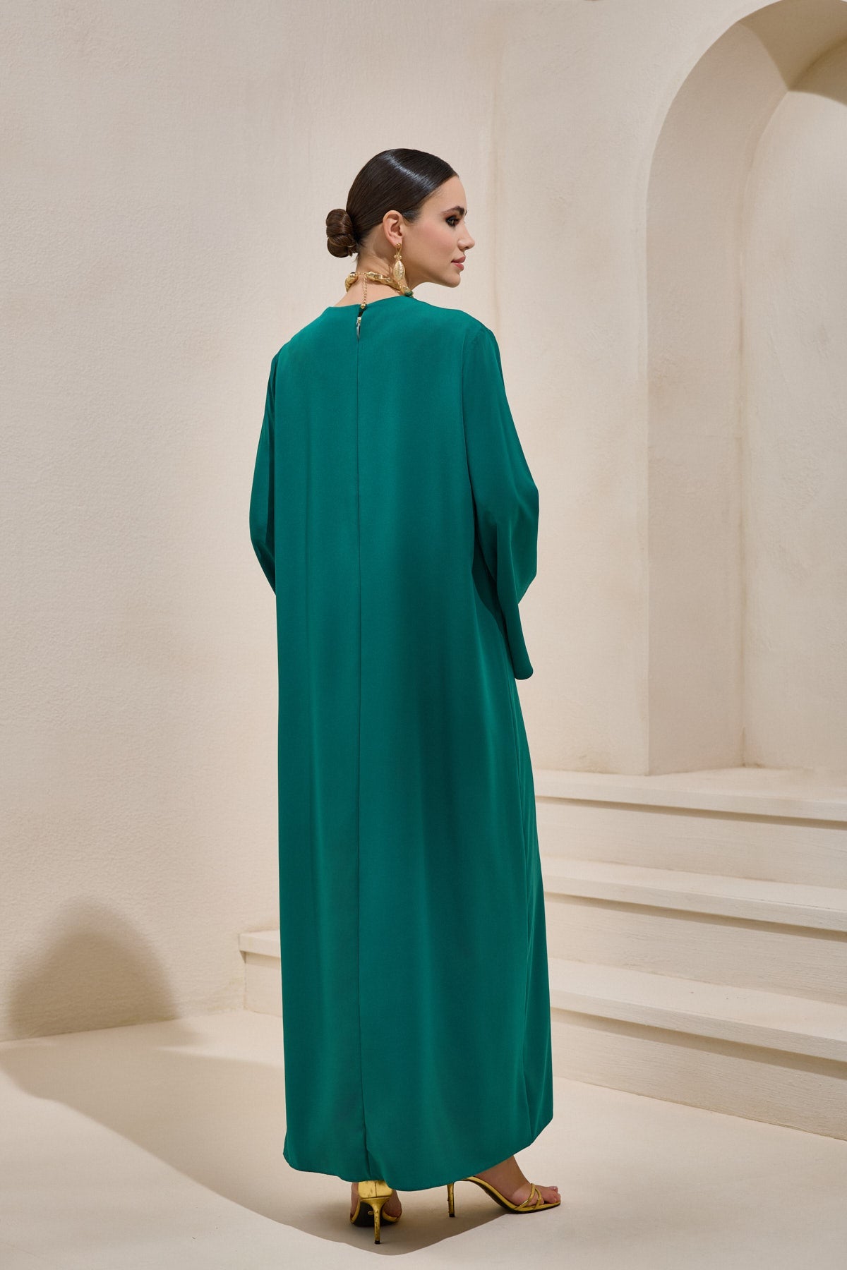 Two Piece Asymmetric Emerald Dress - sonafey