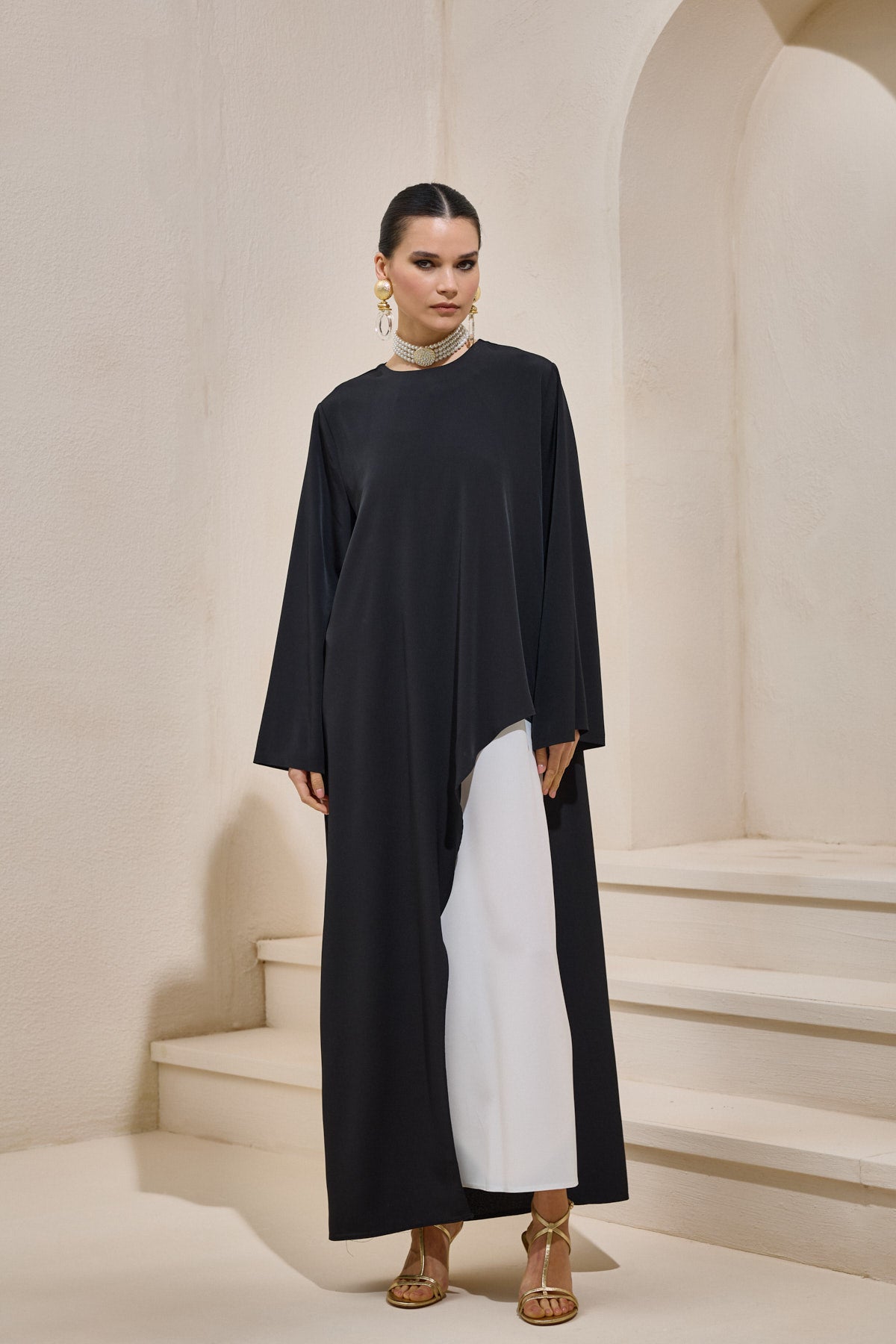 Two Piece Asymmetric Black Dress - sonafey
