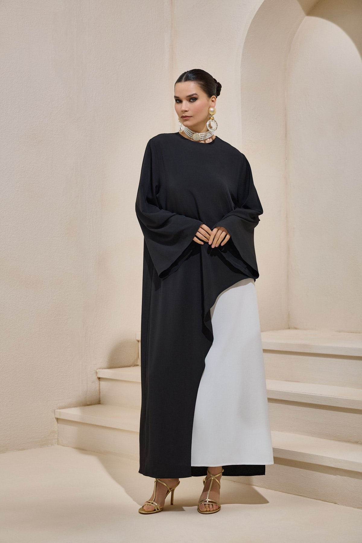 Two Piece Asymmetric Black Dress - sonafey