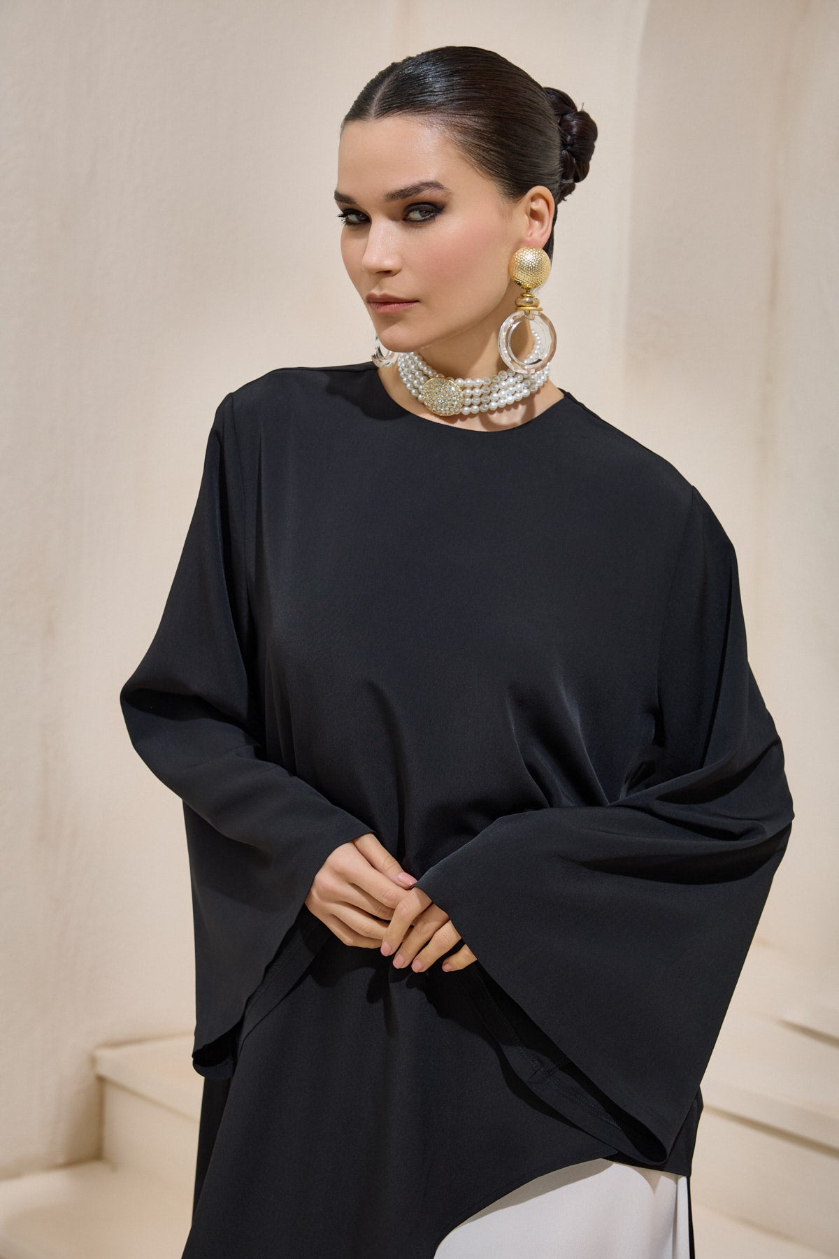Two Piece Asymmetric Black Dress - sonafey