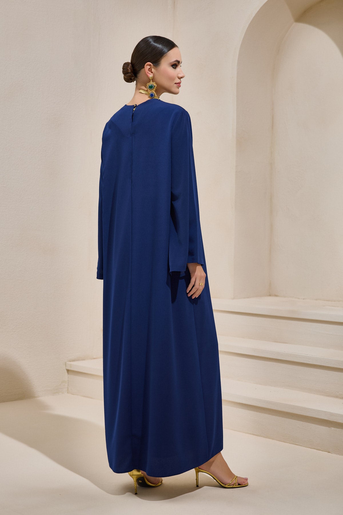 Two Piece Asymmetric Navy Blue Dress - sonafey