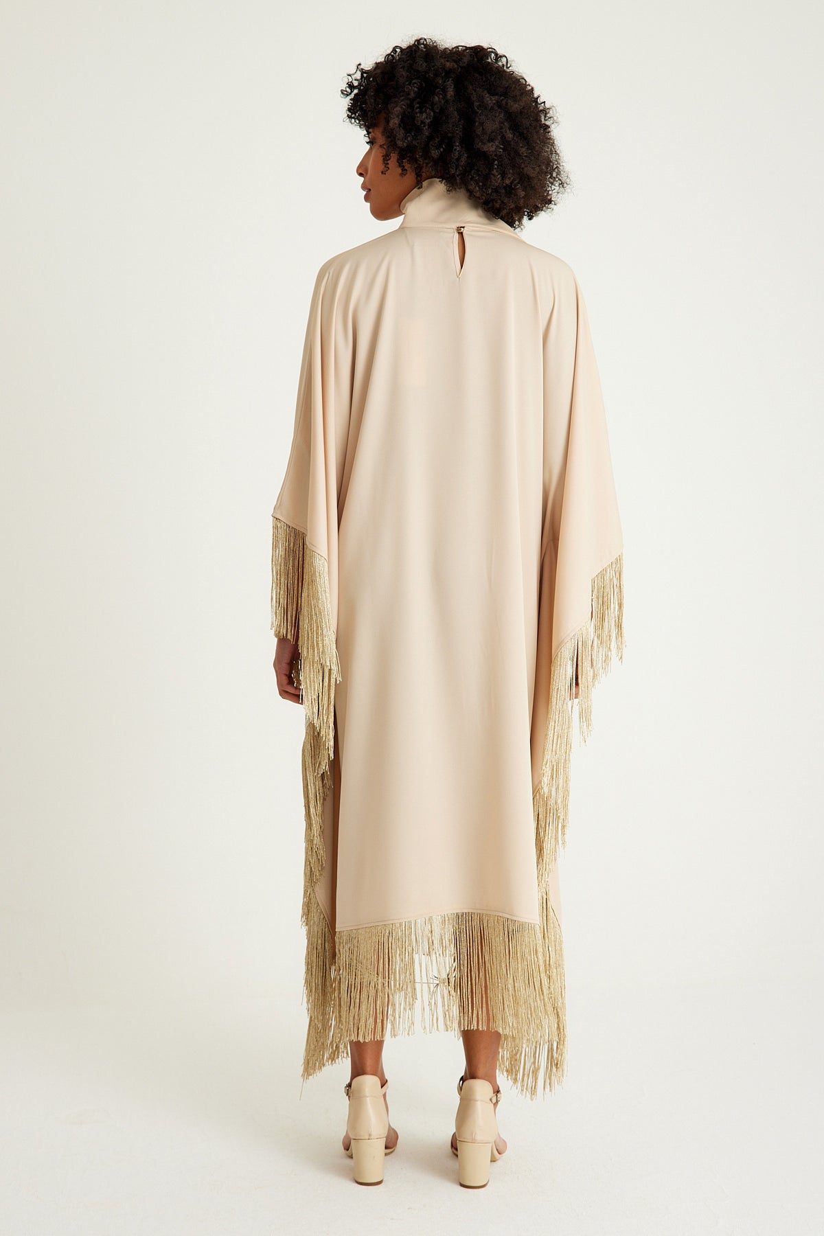 Beige fringed caftan Dress - sonafey