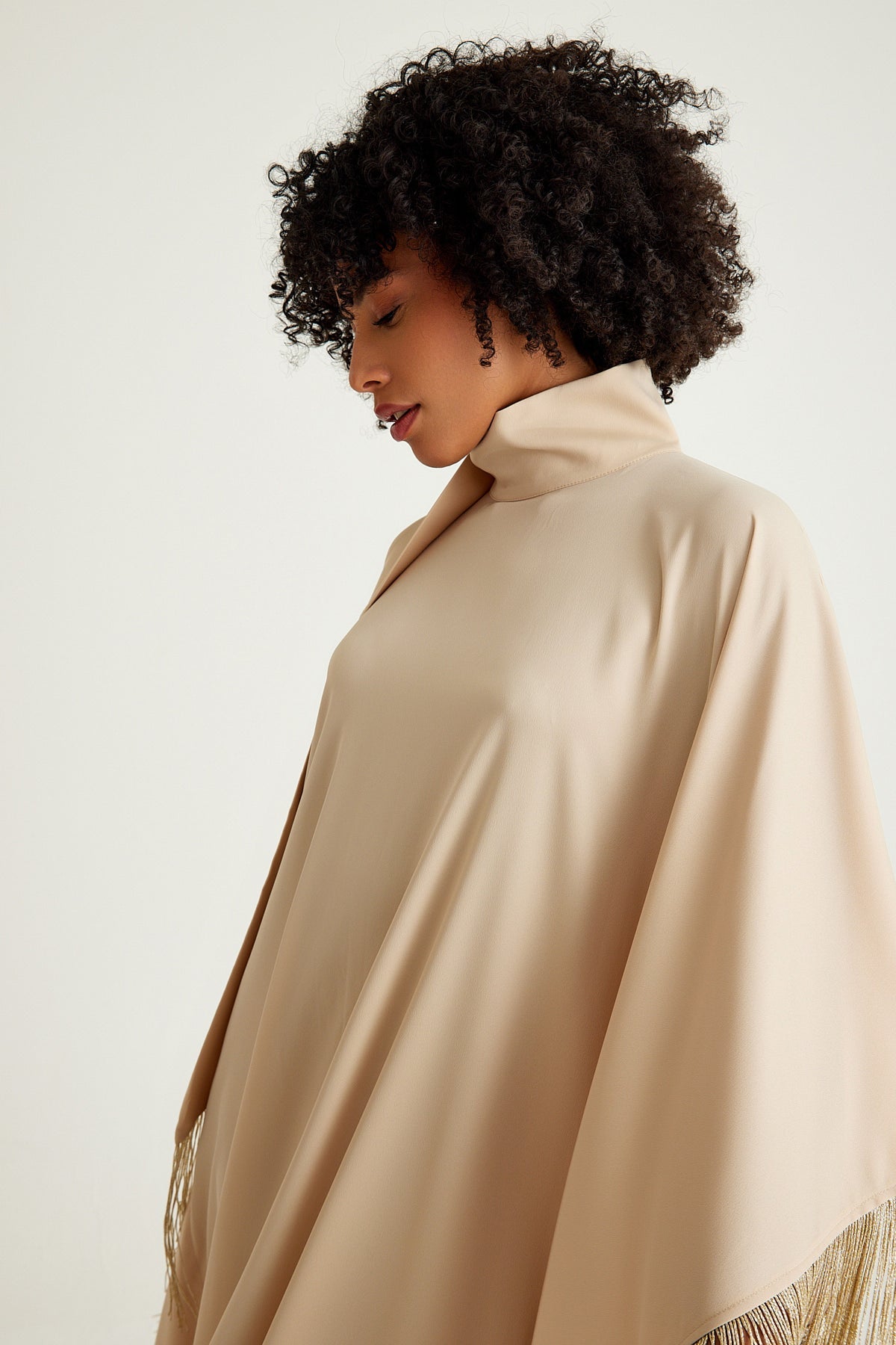 Beige fringed caftan Dress - sonafey