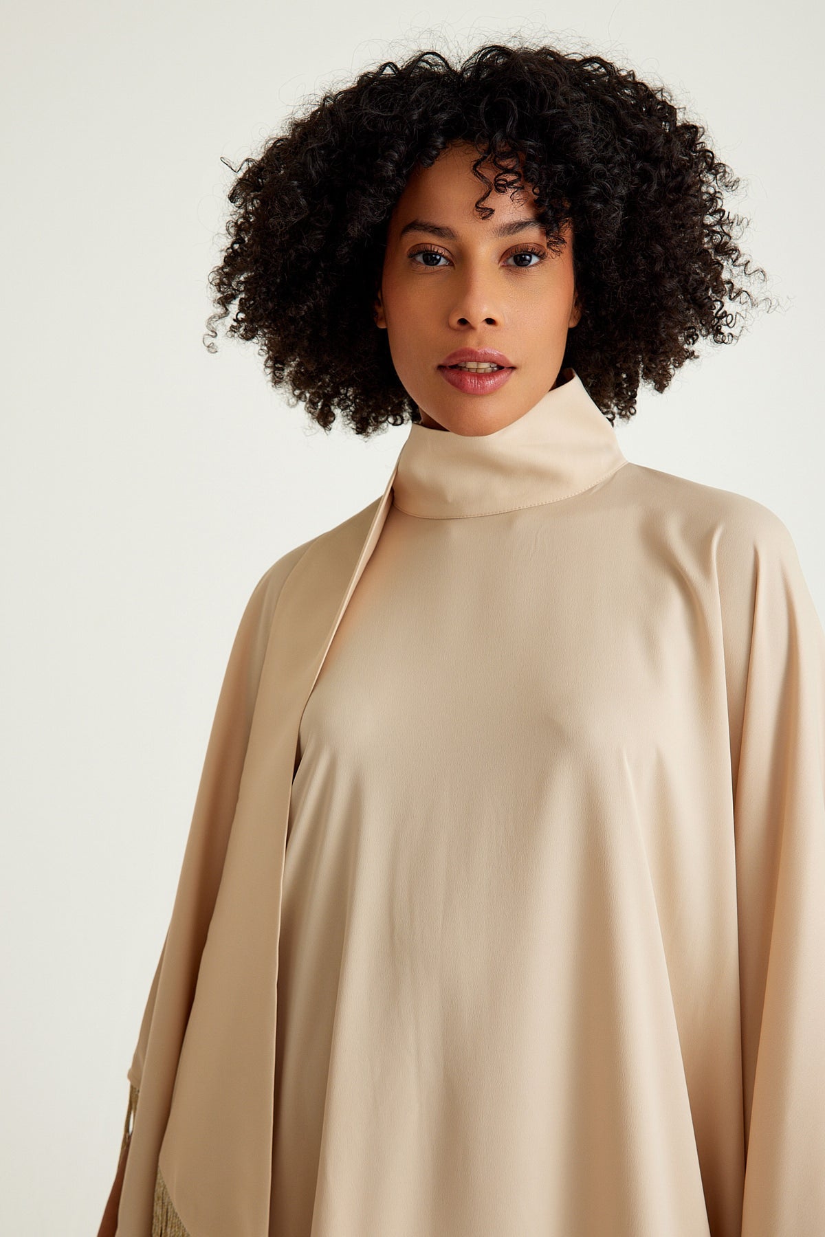 Beige fringed caftan Dress - sonafey