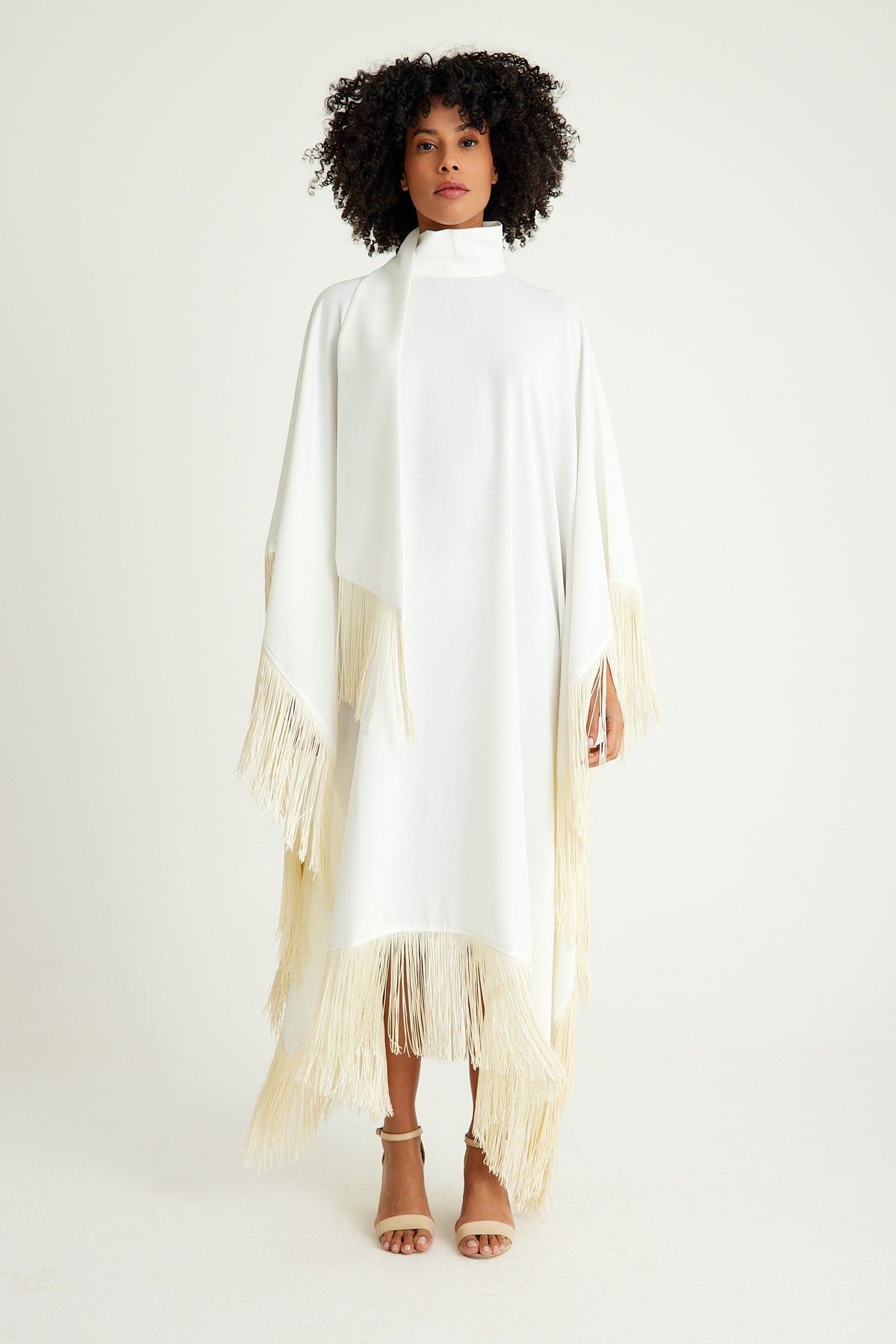 Off White fringed kaftan dress - sonafey