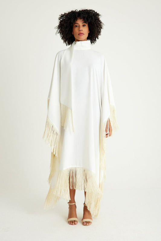 Off White fringed kaftan dress - sonafey