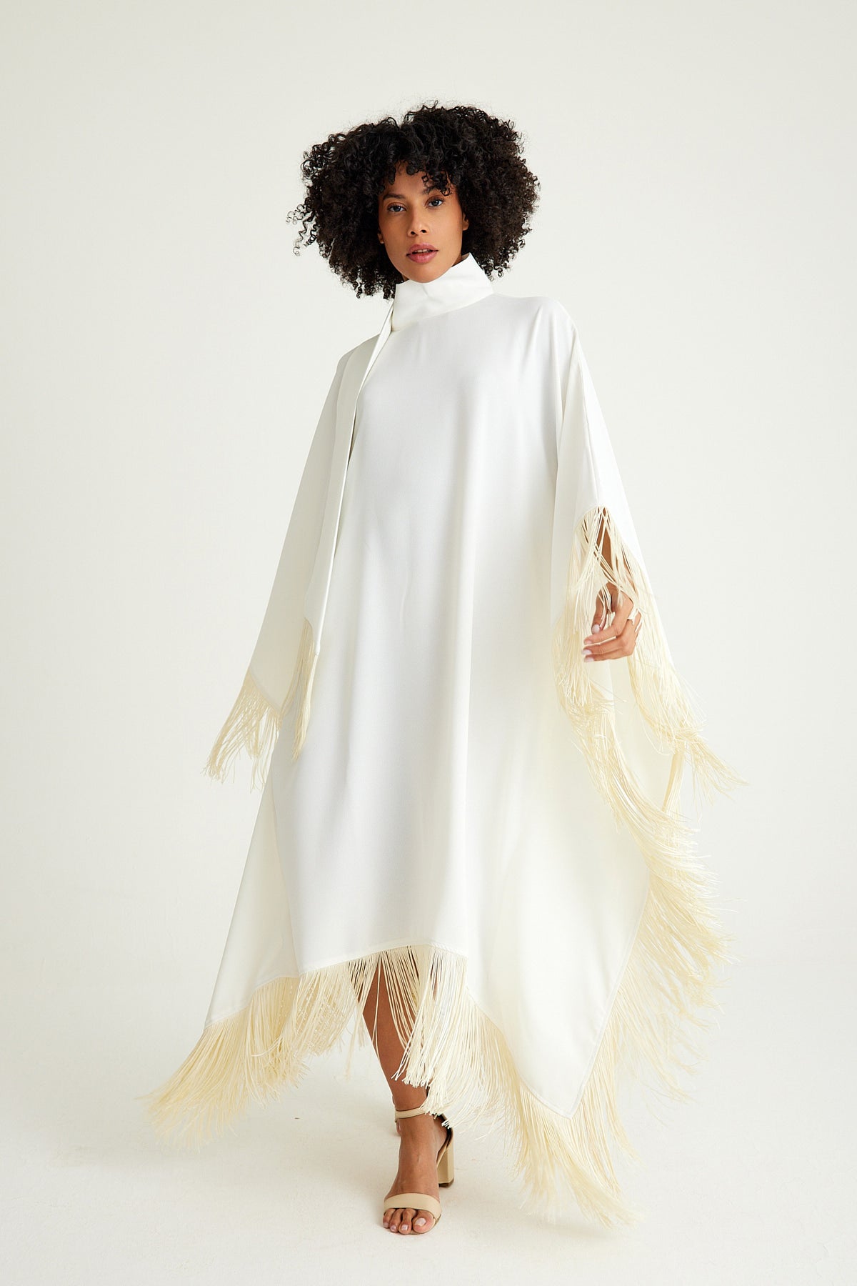 Off White fringed kaftan dress - sonafey
