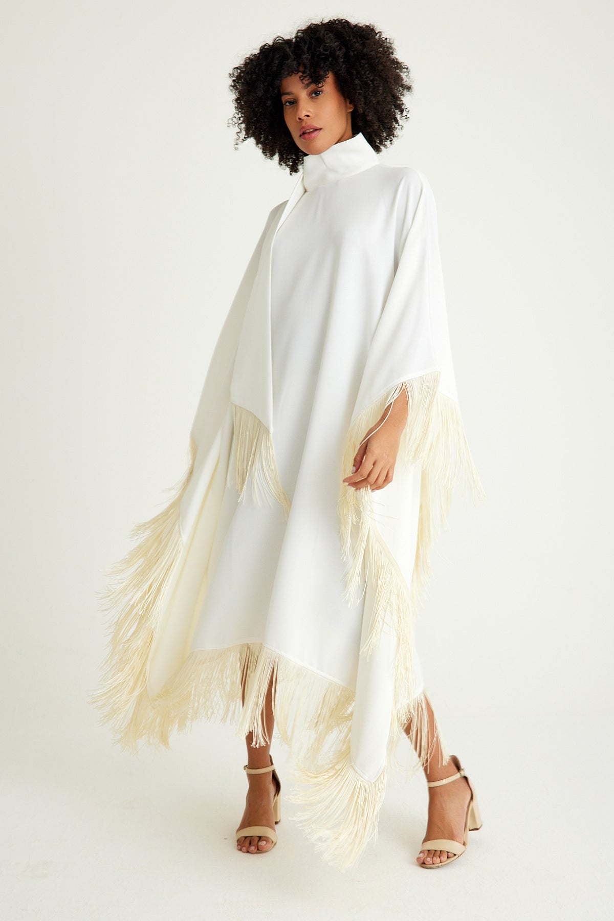 Off White fringed kaftan dress - sonafey