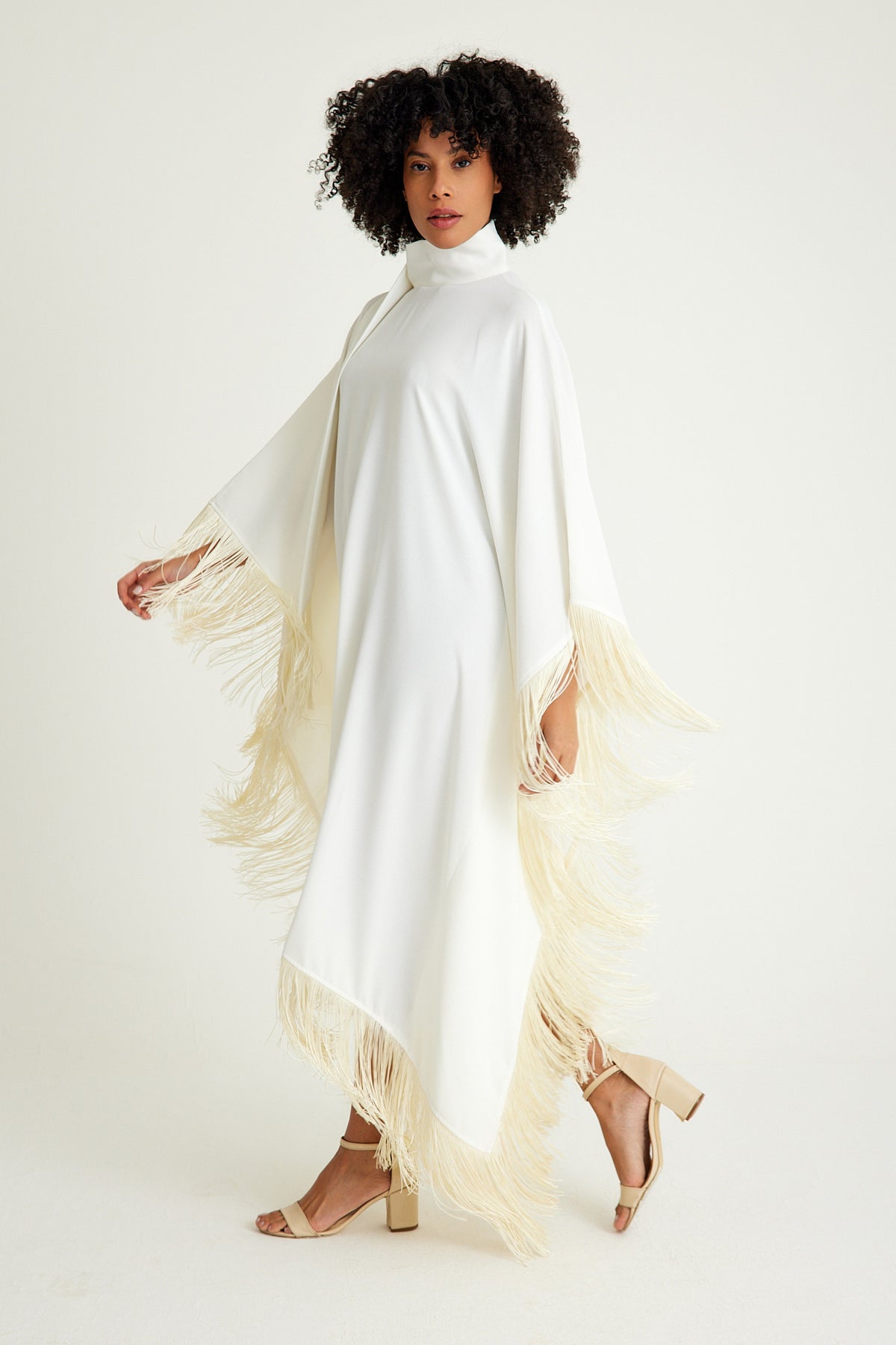 Off White fringed kaftan dress - sonafey