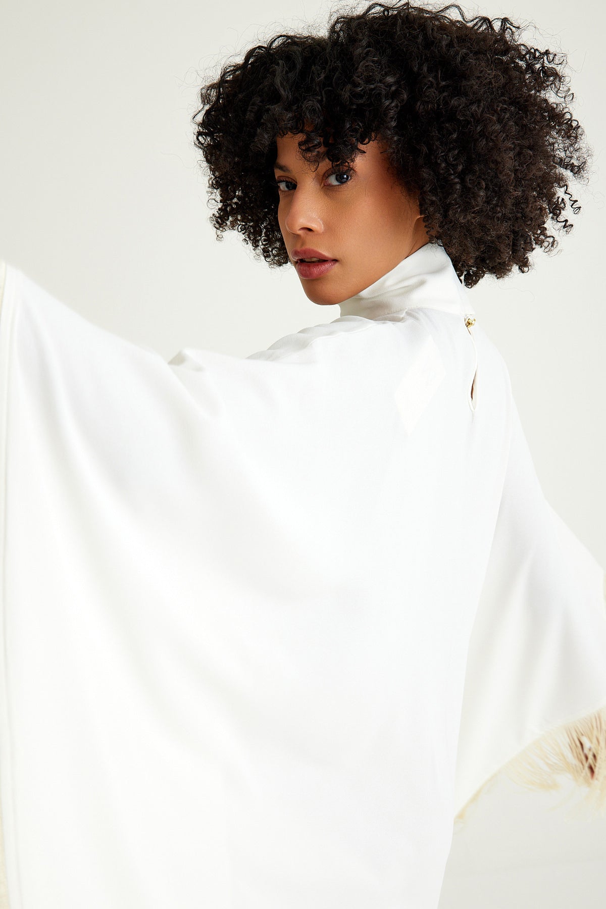 Off White fringed kaftan dress - sonafey