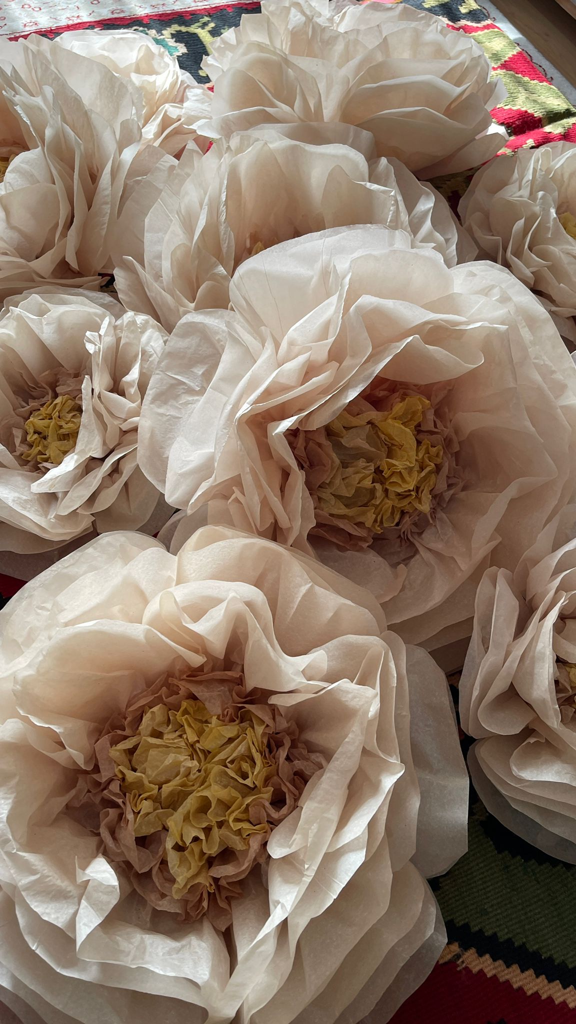 Beige Hand-Dyed Giant Tissue Paper Flower Backdrop Decoration - sonafey