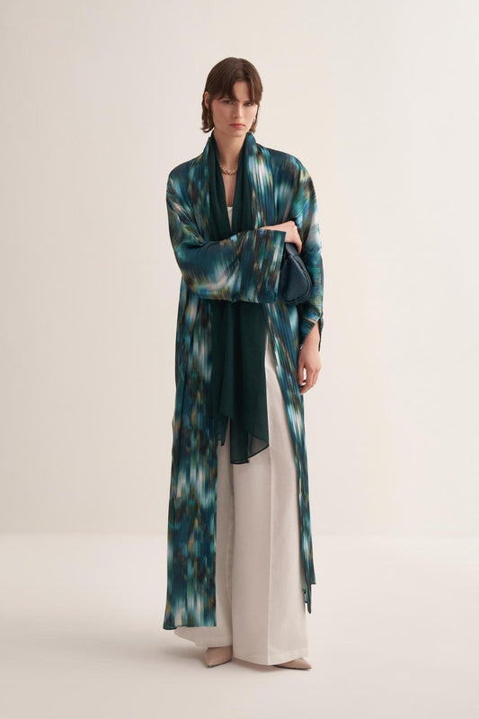 Abstract Patterned Emerald Abaya and Scarf Set - sonafey