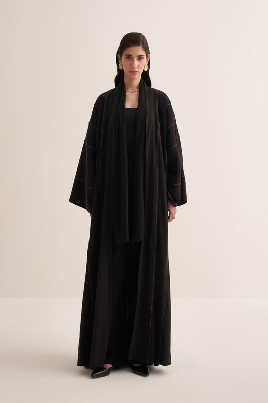 Black Casual Abaya in Natural Viscose Fabric - sonafey