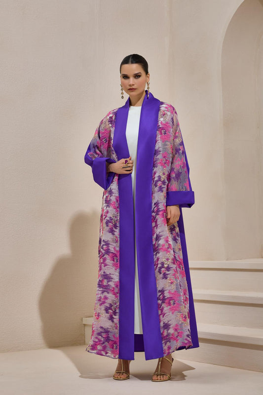 Purple Taffeta Abaya with Luxurious Shine - sonafey
