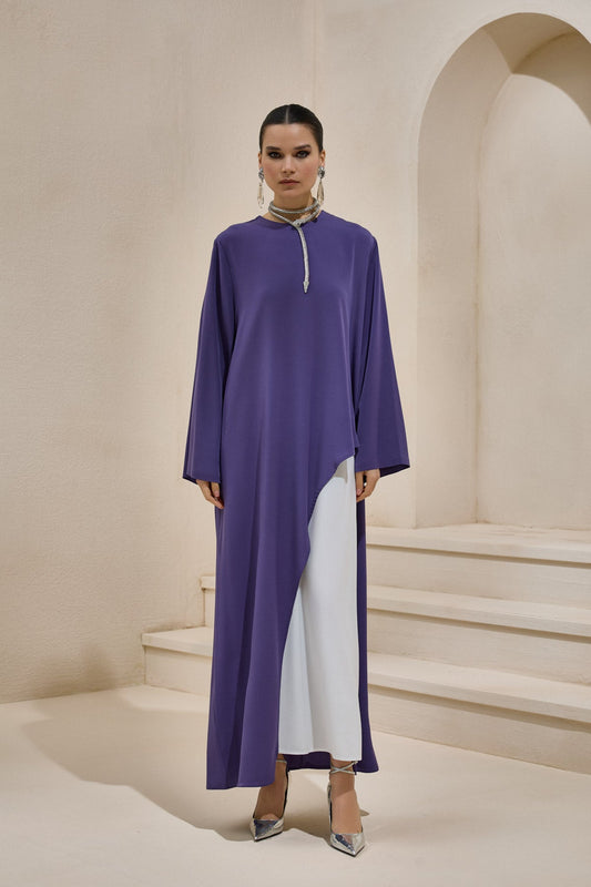 Two Piece Asymmetric Purple Dress - sonafey